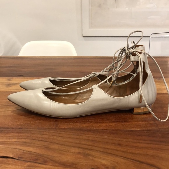 Aquazzura Christy Tan Leather Flats size 41 - Picture 3 of 8